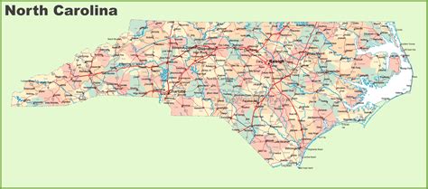 Map of North Carolina Cities and Towns .